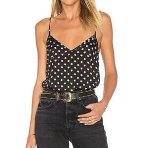 L’Academie Black and White Star Print Spaghetti Strap Cami Tank Revolve Size S
